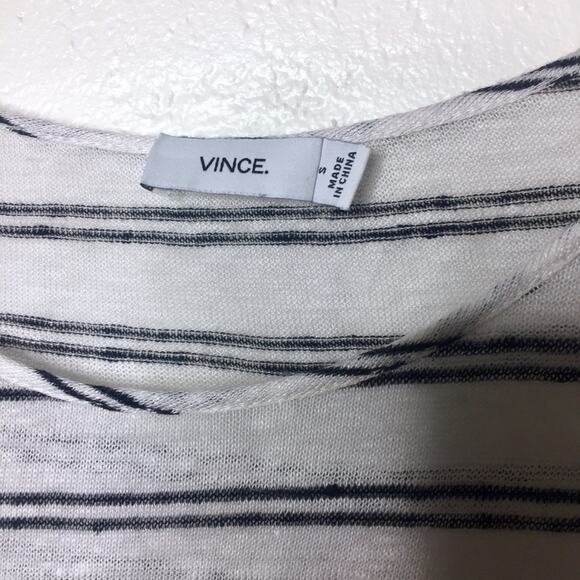 Vince Linen Striped Crewneck Tee Size Small - Picture 4 of 5